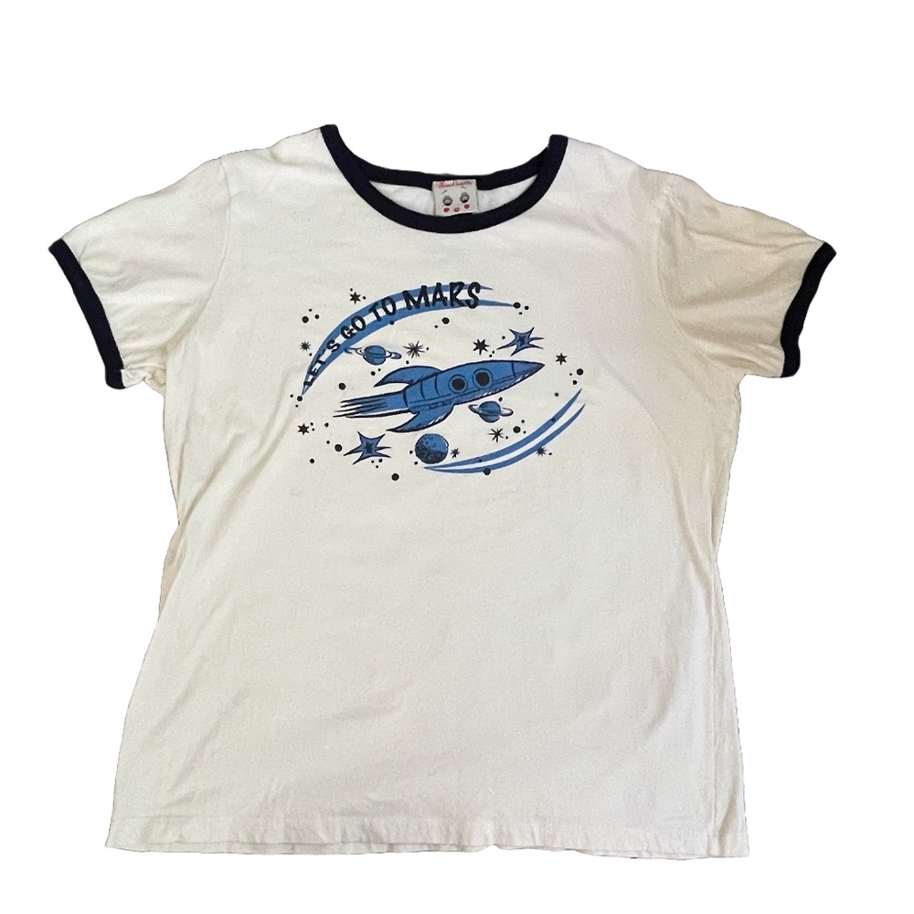 vintage style space ringer tee Miss Ladybug women size XXL